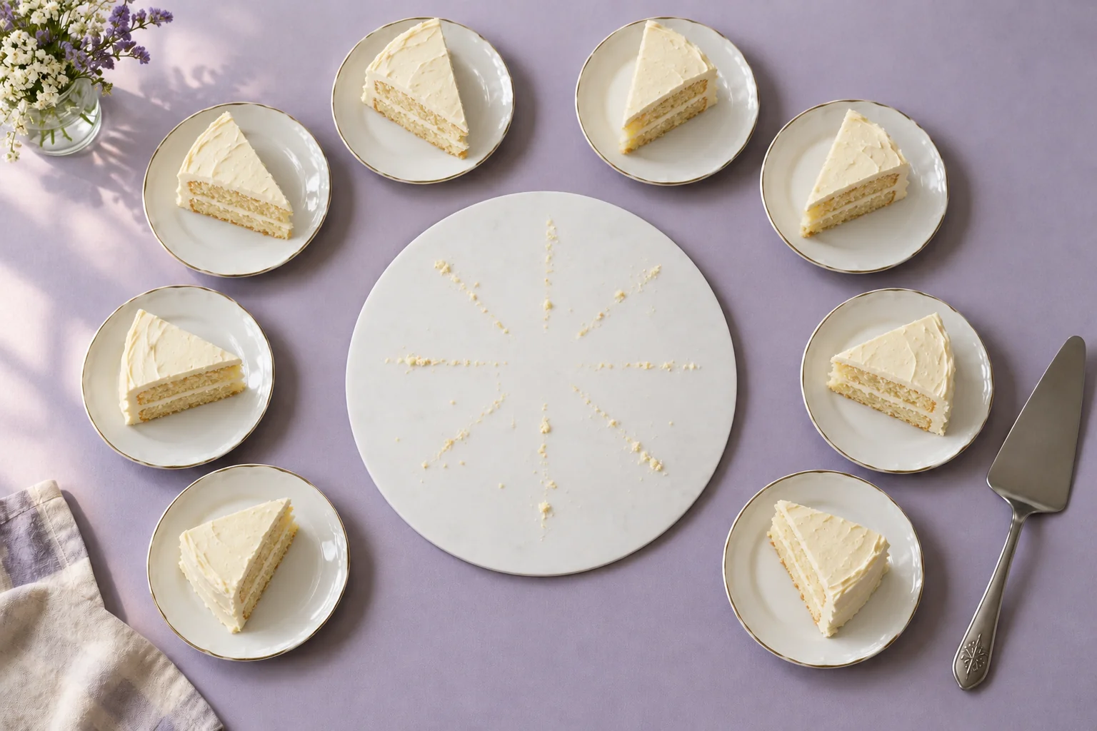 Potongan cake diletakkan terpisah pada piring saji